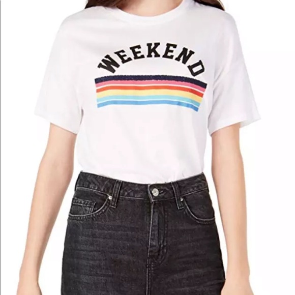 🔥CARBON COPY🔥WEEKEND GRAPHIC PRINT TEE WHITE XS NWT - Picture 2 of 2